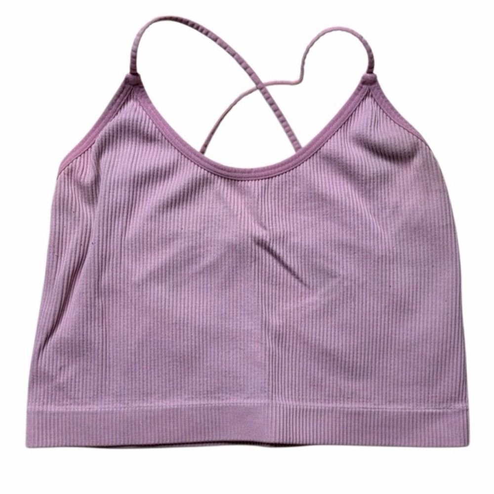 Colsie Ribbed Criss cross bralette crop top light pink Size Medium